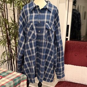 David Taylor Navy/Royal Blue and White Checkered Shirt Style Flannel